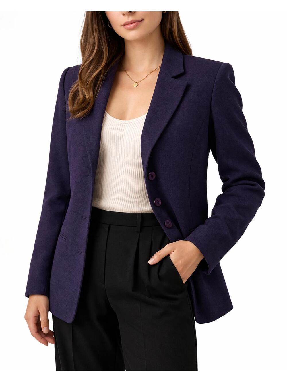 Talbots Petites 100% Wool Blazer Purple Vintage Structured Jacket Career Blazer